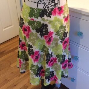 Ann Taylor Silk Watercolor Floral A Line Skirt